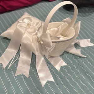 Ring bearer pillow and flower girl basket - never used